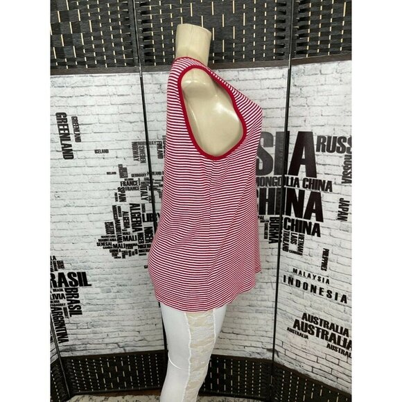 Venezia Lane Bryant Plus 18/20 Red & White Striped Scoop Neck Tank Top - Picture 3 of 6